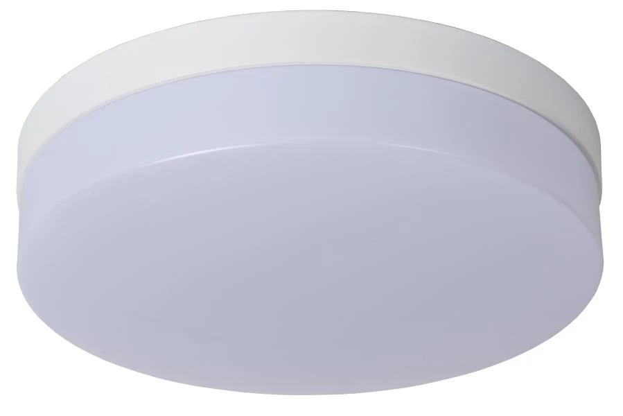 Lucide BISKIT - Plafonnier Salle de bains - Ø 28 cm - LED - 1x18W 2700K - IP44 - Détecteur De Mouvement - Blanc - UIT